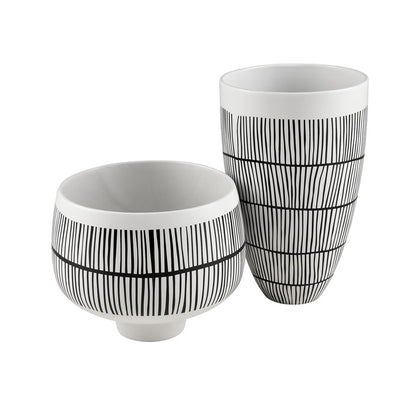 Atlas Lighting Brent 12in White Earthenware Vase | Transitional Graphic Decor | Living Room & Entryway Display | Model AC11130-01
