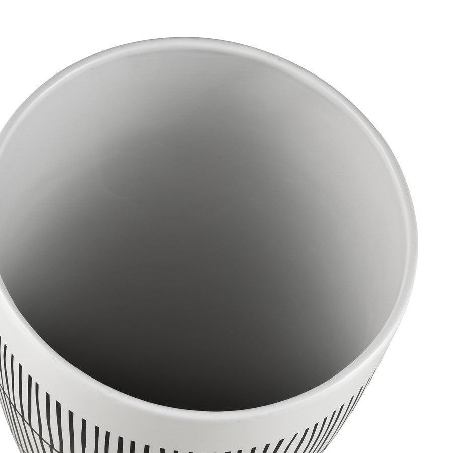 Atlas Lighting Brent 12in White Earthenware Vase | Transitional Graphic Decor | Living Room & Entryway Display | Model AC11130-01