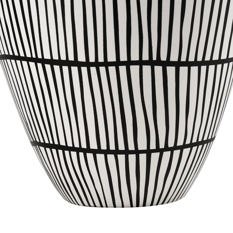 Atlas Lighting Brent 12in White Earthenware Vase | Transitional Graphic Decor | Living Room & Entryway Display | Model AC11130-01