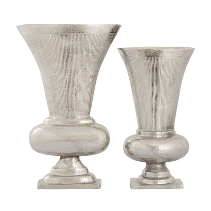 Atlas Lighting Brigitte Set of 2 Metal Vases | Traditional Nickel Finish | Tabletop & Shelf Decor | 8 x 5 x 17 in | Model AC11132-01S