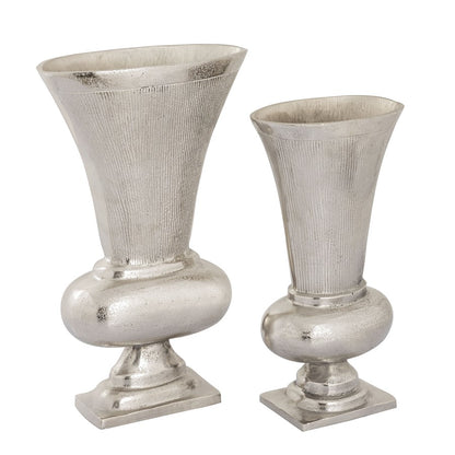 Atlas Lighting Brigitte Set of 2 Metal Vases | Traditional Nickel Finish | Tabletop & Shelf Decor | 8 x 5 x 17 in | Model AC11132-01S