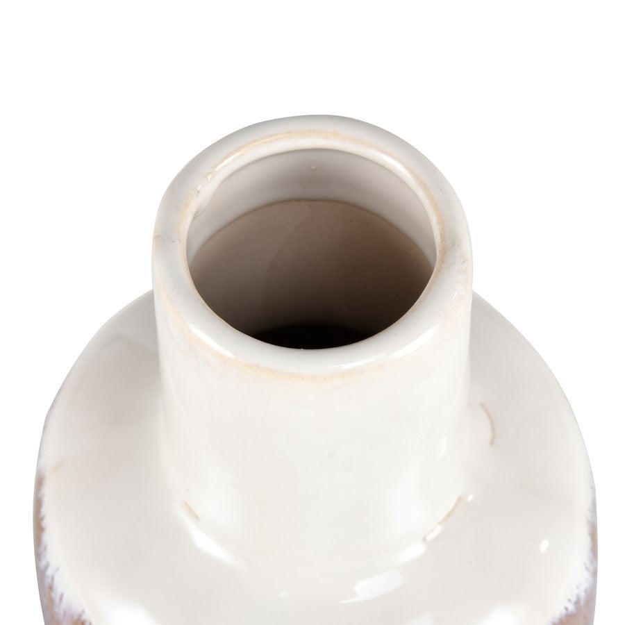Atlas Lighting Brinson Tall Vase | Matte Brown & White Earthenware | Modern Tabletop & Shelf Decor | 5 x 5 x 15 in | Model AC11134-02