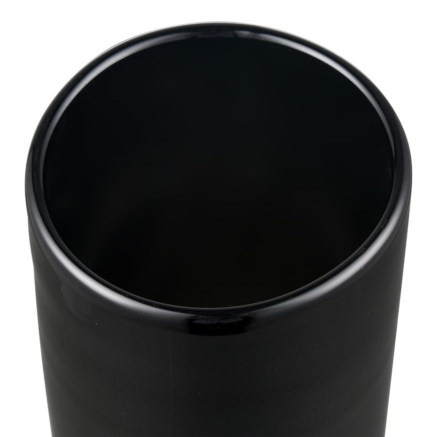 Atlas Lighting Brooke Small Vase | Black Glass with Brass Metal Base | Transitional Tabletop & Shelf Decor | 5 x 5 x 9 in | Model AC11138-01
