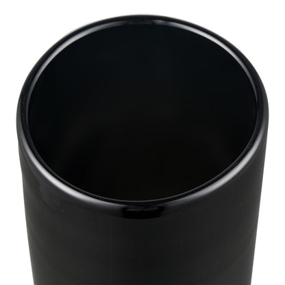 Atlas Lighting Brooke Medium Vase | Black Glass with Brass Metal Ring | Living Room & Entryway Decor | 4.75 x 4.75 x 10.75 in | Model AC11138-02