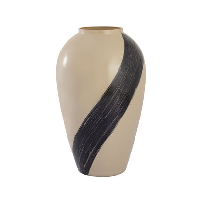 Atlas Lighting Brushstroke Large Vase | Cream Art Glass with Black Brushstroke | Living Room & Entryway Decor | Model AC11141-02