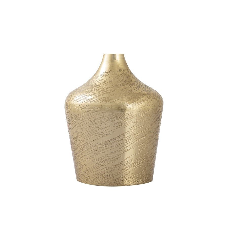 Atlas Lighting Caliza Small Vase | Champagne Gold Metal with Etched Detail | Shelf & Coffee Table Decor | 4 x 4 x 6 in | Model AC11146-01