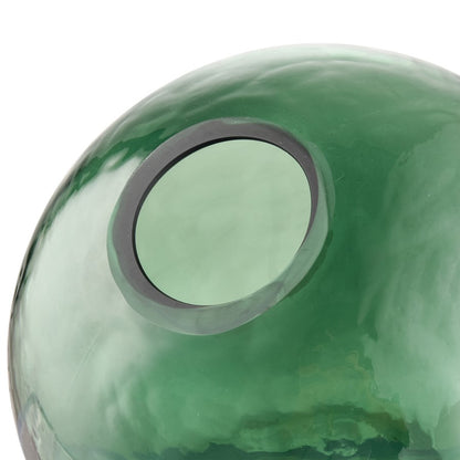 Atlas Lighting Calla 6in Dark Green Glass Bud Vase | Transitional Spherical Offset Spout | Shelf & Tabletop Accent | Model AC11147-01