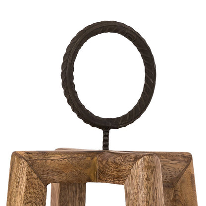 Atlas Lighting Carmel Lantern Set of 2 | Natural Wood and Bronze Metal | Traditional Candle Lanterns for Mantel & Outdoor Table | Model AC11157-01S