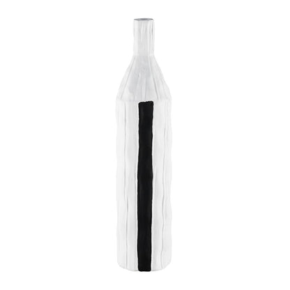 Atlas Lighting Carter Vase Striped Black/White | Earthenware Modern Sculptural Vase | Living Room & Entryway Decor | Model AC11161-01