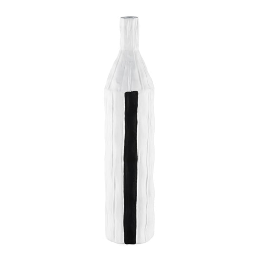 Atlas Lighting Carter Vase Striped Black/White | Earthenware Modern Sculptural Vase | Living Room & Entryway Decor | Model AC11161-01