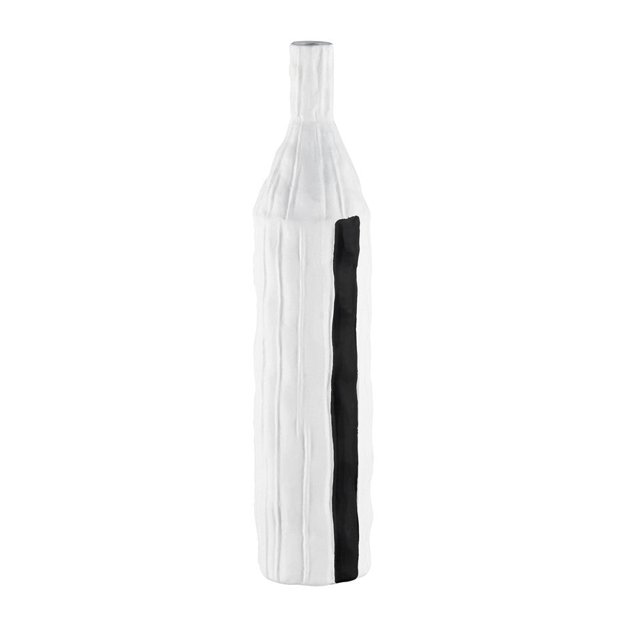 Atlas Lighting Carter Vase Striped Black/White | Earthenware Modern Sculptural Vase | Living Room & Entryway Decor | Model AC11161-01