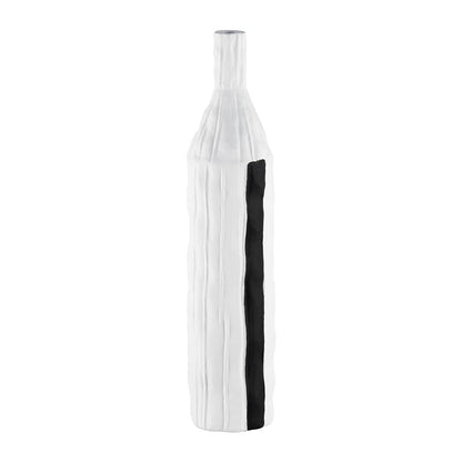 Atlas Lighting Carter Vase Striped Black/White | Earthenware Modern Sculptural Vase | Living Room & Entryway Decor | Model AC11161-01