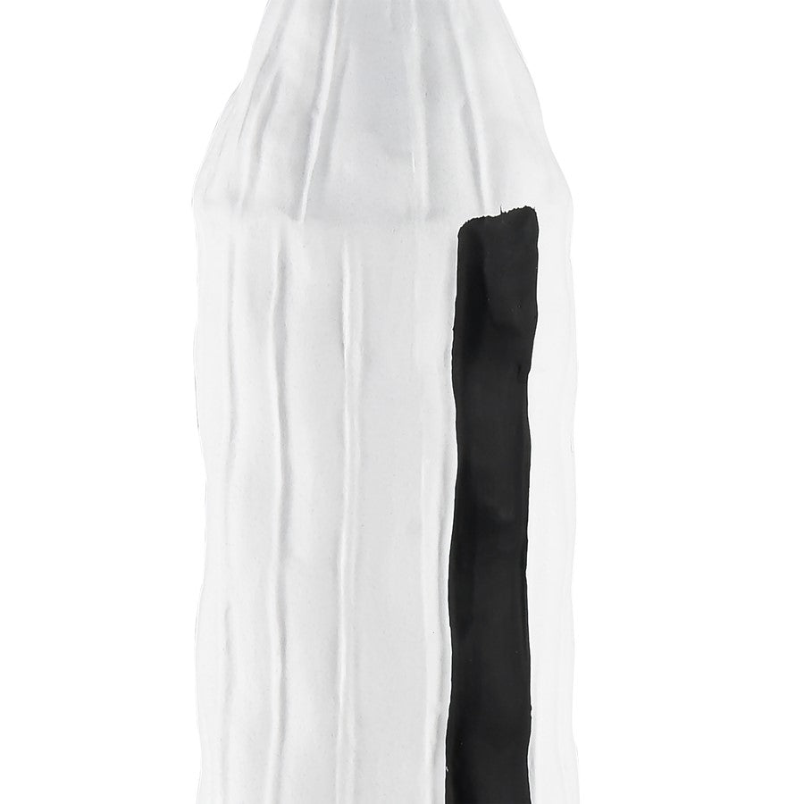 Atlas Lighting Carter Vase Striped Black/White | Earthenware Modern Sculptural Vase | Living Room & Entryway Decor | Model AC11161-01