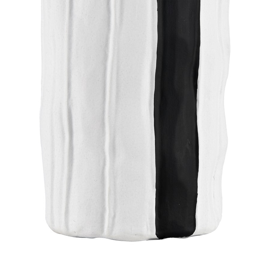 Atlas Lighting Carter Vase Striped Black/White | Earthenware Modern Sculptural Vase | Living Room & Entryway Decor | Model AC11161-01