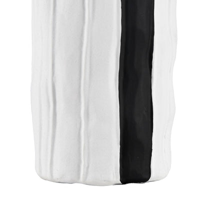 Atlas Lighting Carter Vase Striped Black/White | Earthenware Modern Sculptural Vase | Living Room & Entryway Decor | Model AC11161-01