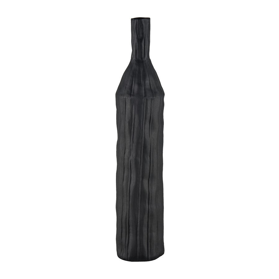 Atlas Lighting Carter Vase Black | Earthenware Modern Sculptural Vase | Living Room & Entryway Decor | 4.75 x 4.75 x 23.5 in | Model AC11161-02