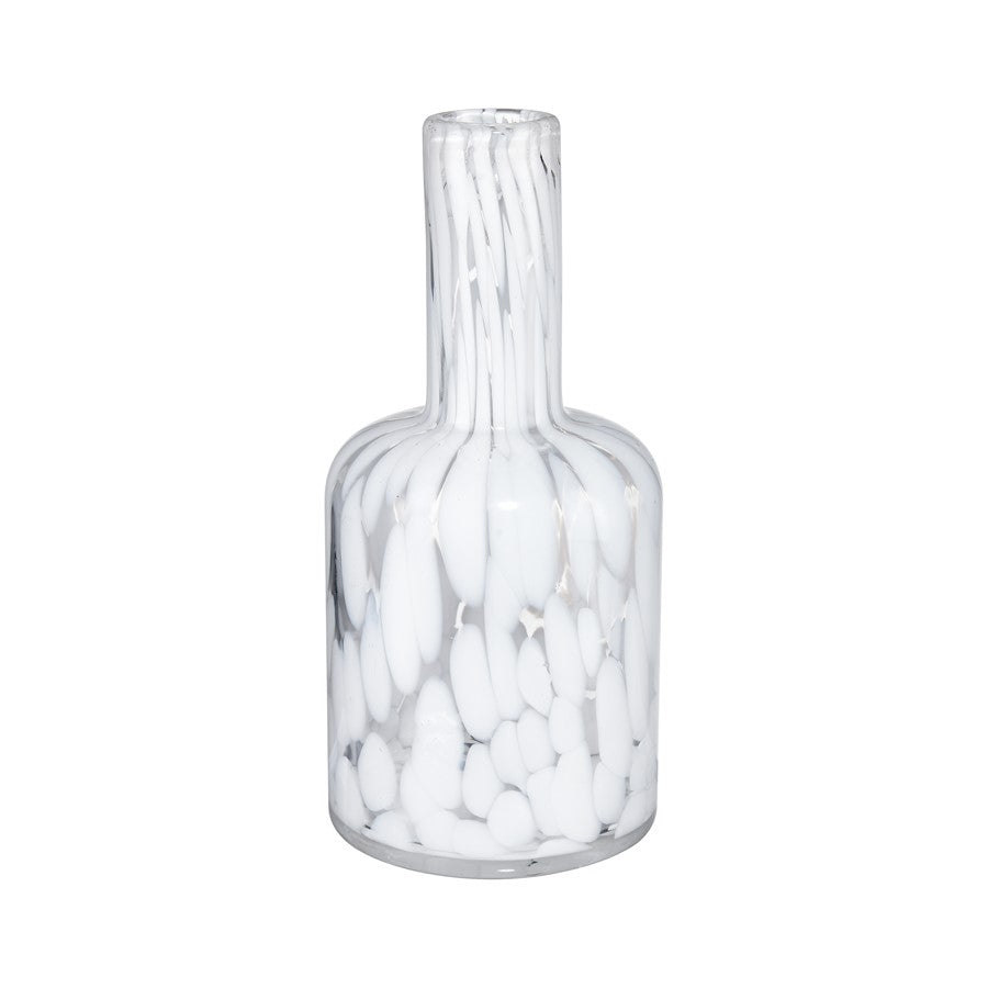 Atlas Lighting Casta 6in White Glass Vase | Transitional Painted Spot Finish | Entryway & Shelf Decor | 3 x 3 x 6.25 in | Model AC11163-02