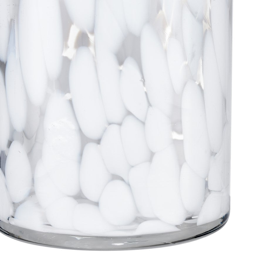 Atlas Lighting Casta 6in White Glass Vase | Transitional Painted Spot Finish | Entryway & Shelf Decor | 3 x 3 x 6.25 in | Model AC11163-02