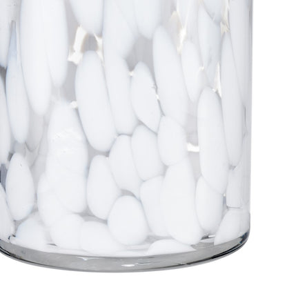 Atlas Lighting Casta 6in White Glass Vase | Transitional Painted Spot Finish | Entryway & Shelf Decor | 3 x 3 x 6.25 in | Model AC11163-02