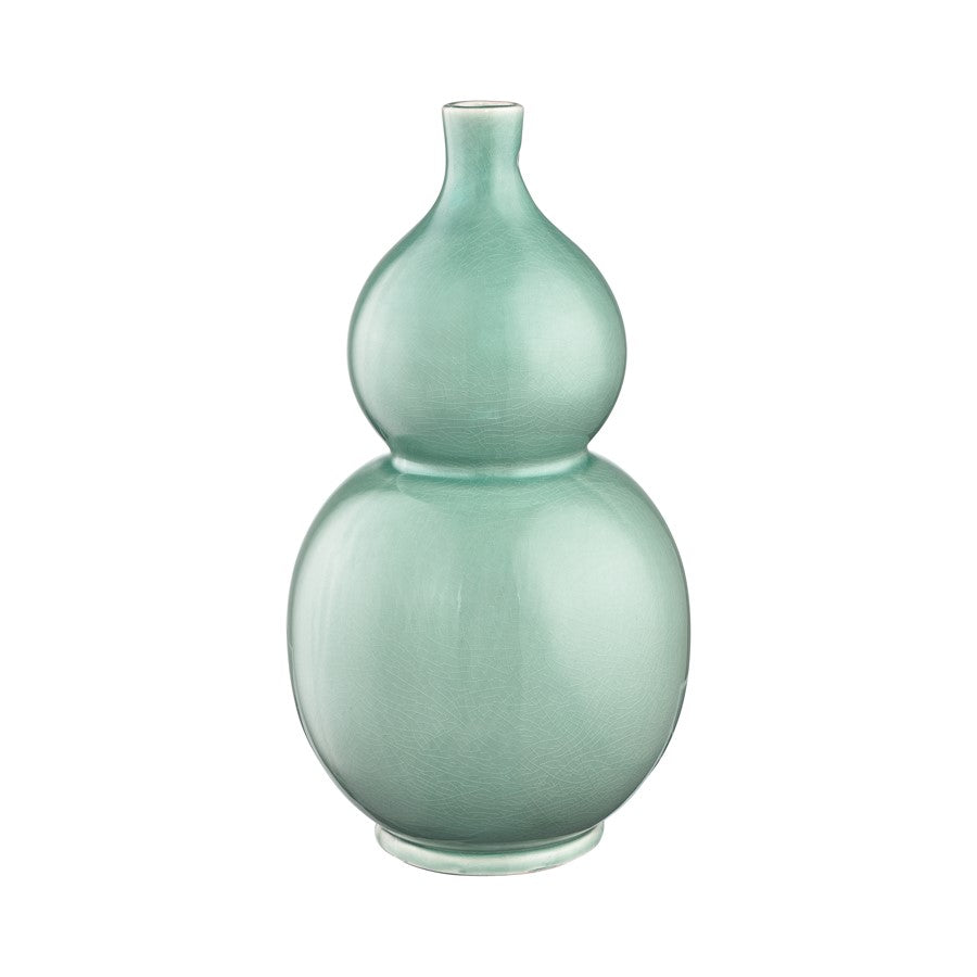 Atlas Lighting Celia 14in Seafoam Green Earthenware Vase | Playful Stacked Orb Design | Entryway & Living Room Decor | Model AC11166-01