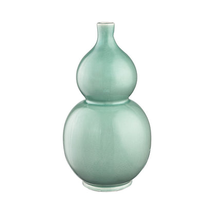 Atlas Lighting Celia 14in Seafoam Green Earthenware Vase | Playful Stacked Orb Design | Entryway & Living Room Decor | Model AC11166-01