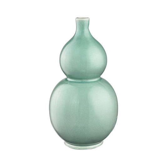 Atlas Lighting Celia 14in Seafoam Green Earthenware Vase | Playful Stacked Orb Design | Entryway & Living Room Decor | Model AC11166-01