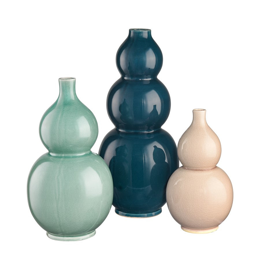 Atlas Lighting Celia 14in Seafoam Green Earthenware Vase | Playful Stacked Orb Design | Entryway & Living Room Decor | Model AC11166-01