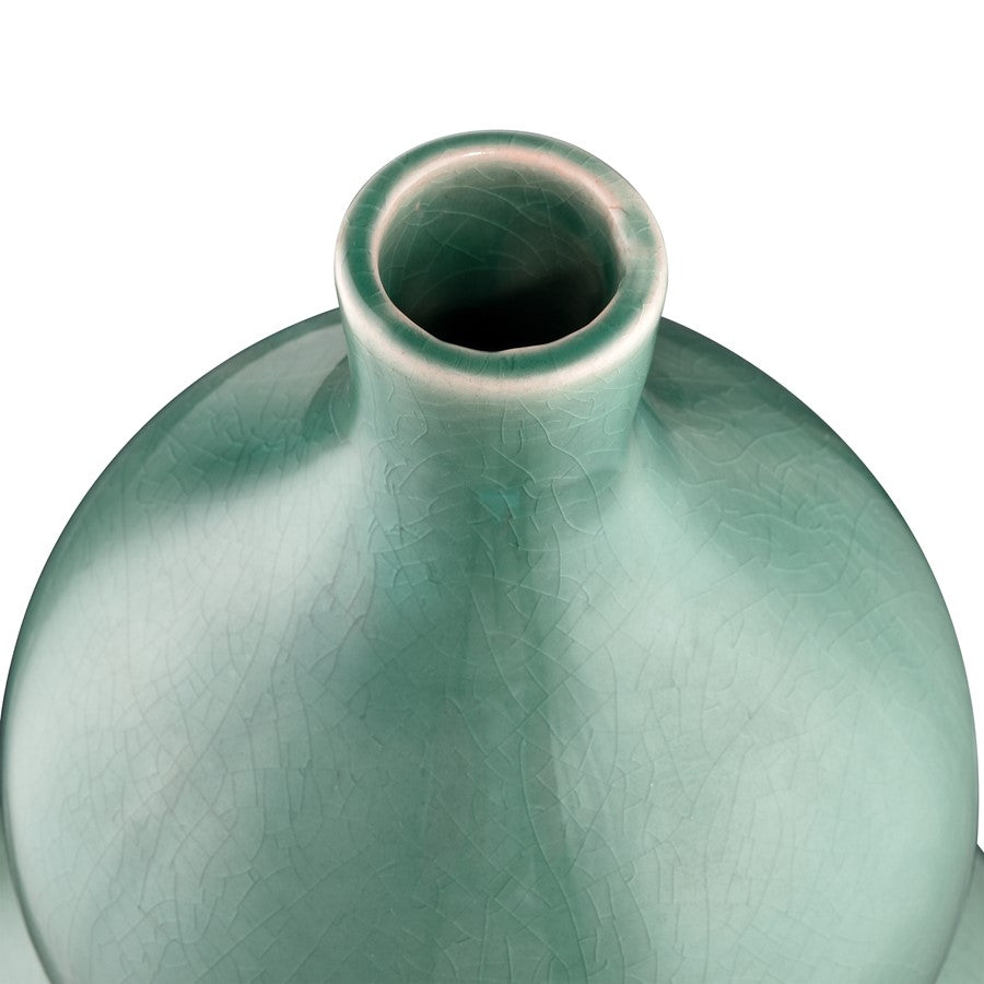 Atlas Lighting Celia 14in Seafoam Green Earthenware Vase | Playful Stacked Orb Design | Entryway & Living Room Decor | Model AC11166-01