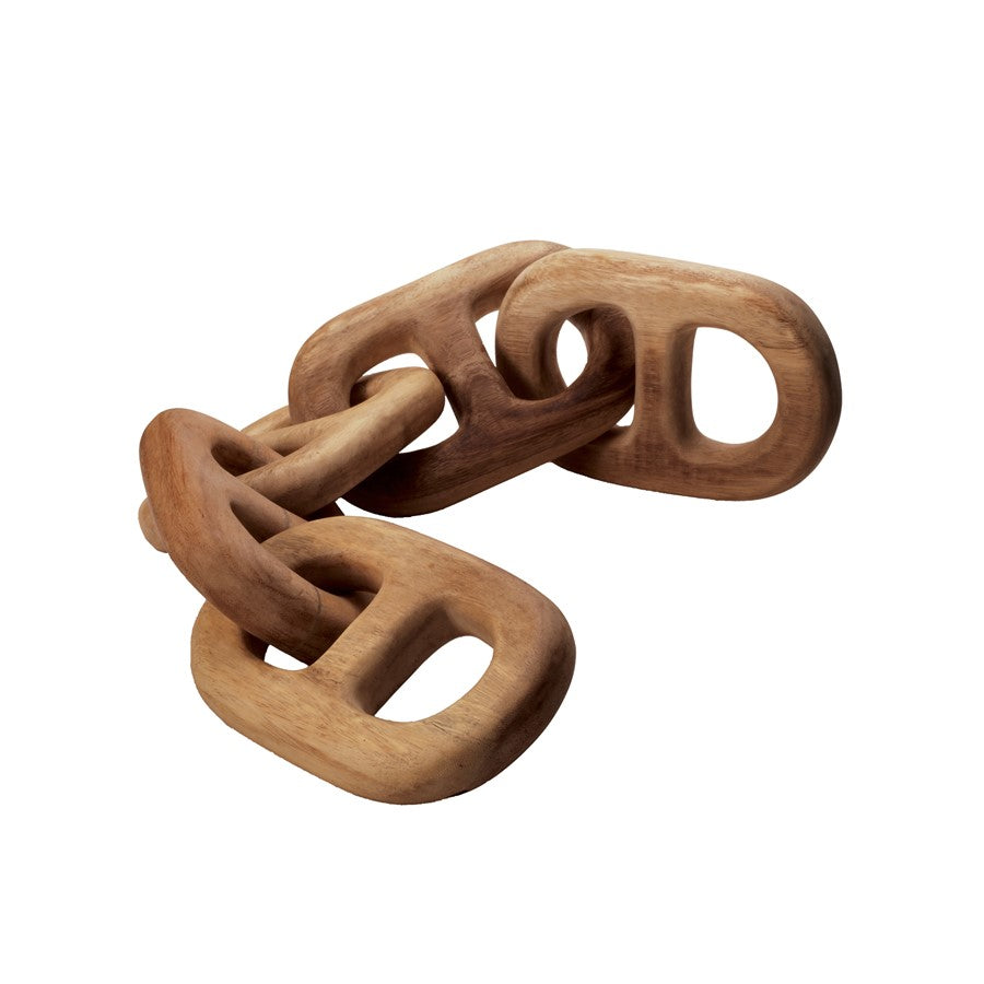 Atlas Lighting Chain Link Decorative Object | Natural Wood Sculpture | Living Room & Shelf Decor | 27 x 5 x 5 in | Model AC11169-01