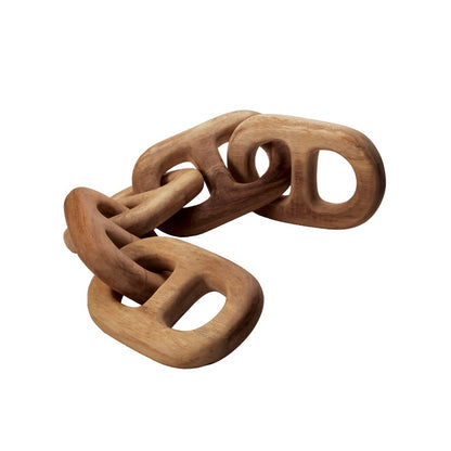 Atlas Lighting Chain Link Decorative Object | Natural Wood Sculpture | Living Room & Shelf Decor | 27 x 5 x 5 in | Model AC11169-01