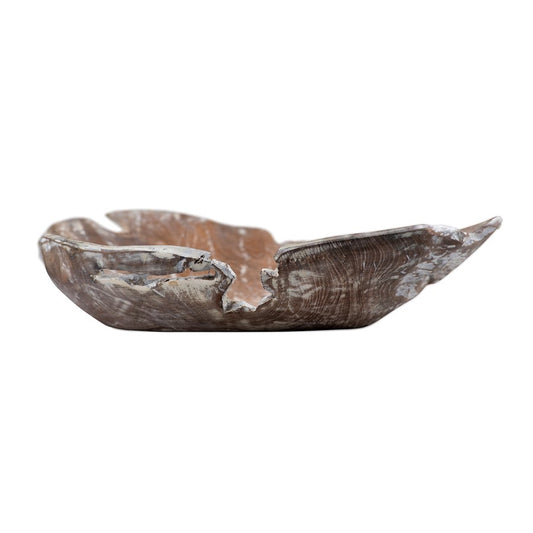 Atlas Lighting Charbin Bowl | Whitewash Teak Wood Decorative Centerpiece | Living Room & Entryway Decor | 15.5 x 15.5 x 4.5 in | Model AC11170-01