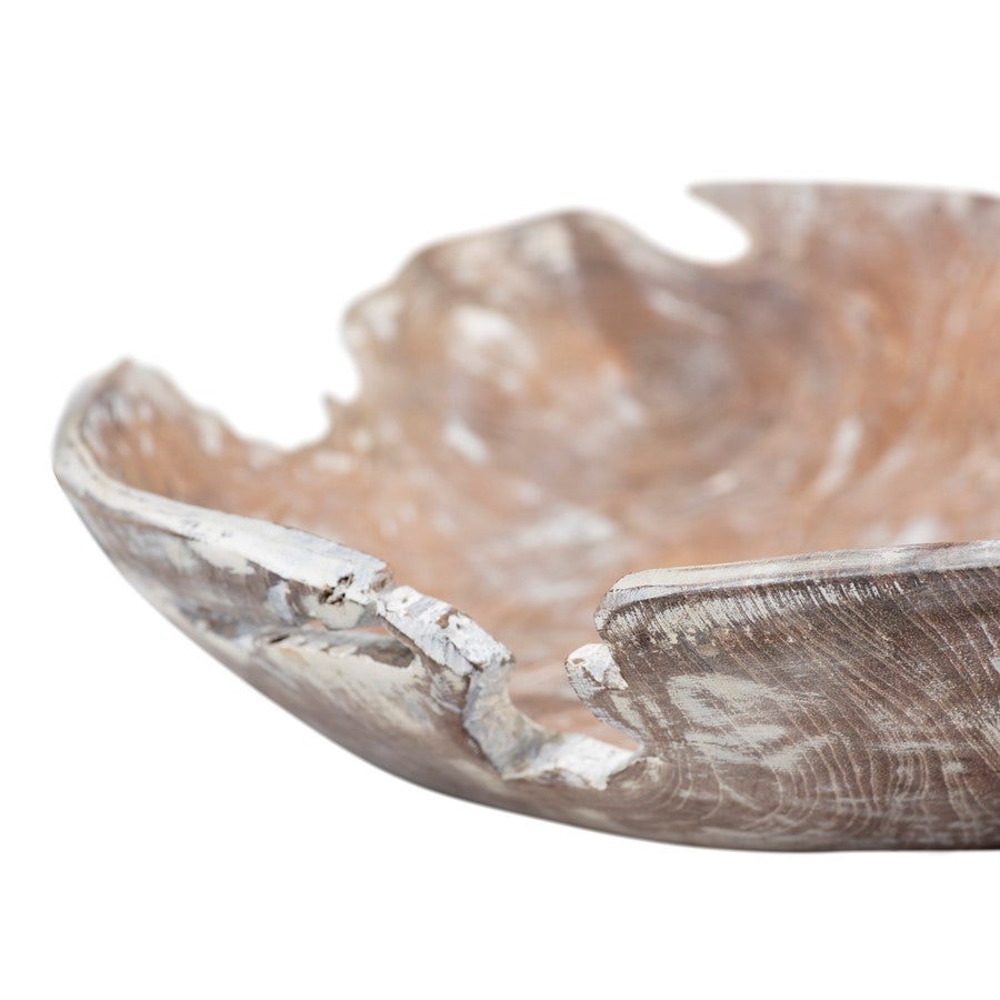 Atlas Lighting Charbin Bowl | Whitewash Teak Wood Decorative Centerpiece | Living Room & Entryway Decor | 15.5 x 15.5 x 4.5 in | Model AC11170-01