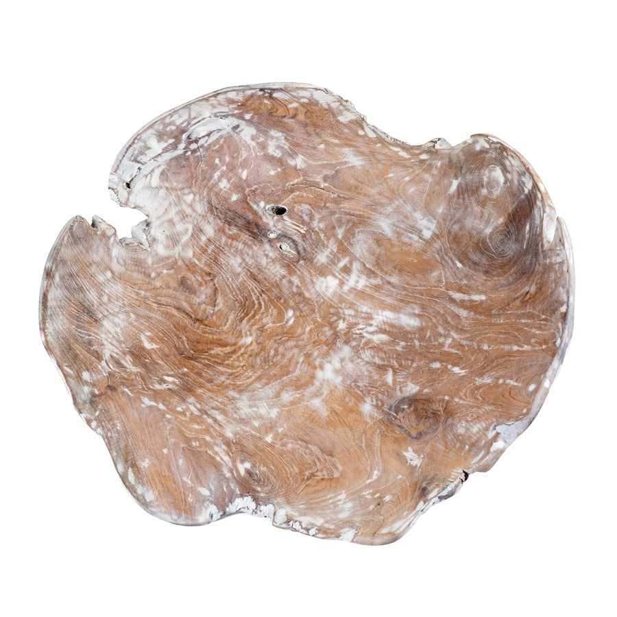Atlas Lighting Charbin Bowl | Whitewash Teak Wood Decorative Centerpiece | Living Room & Entryway Decor | 15.5 x 15.5 x 4.5 in | Model AC11170-01