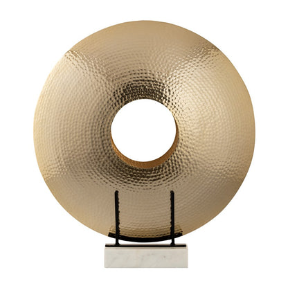 Atlas Lighting Charged Sculpture | Polished Brass Metal on White Marble Plinth | Modern Contemporary Decor | 24 x 7 x 27 in | Model AC11171-01