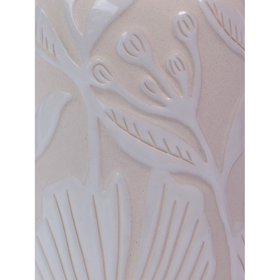 Atlas Lighting Charlotte Tall Vase | Cream Earthenware with White Floral Detail | Transitional Decor for Living Room & Hallway | Model AC11173-01
