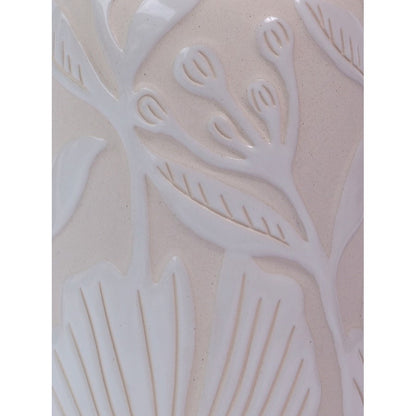 Atlas Lighting Charlotte Tall Vase | Cream Earthenware with White Floral Detail | Transitional Decor for Living Room & Hallway | Model AC11173-01
