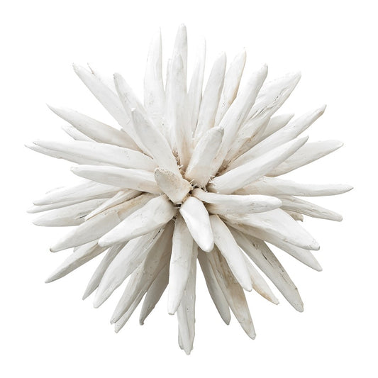 Atlas Lighting Chinook White Wood Spike Orb | Transitional Driftwood Sculpture | Shelf, Table & Office Decor | 15 x 15 x 15 in | Model AC11176-01