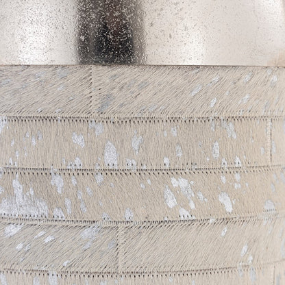 Atlas Lighting Chloe Small Vase | Silver Metal & White Hair-on-Hide | Shelf, Table & Mantel Decor | 8 x 8 x 12.5 in | Model AC11178-01