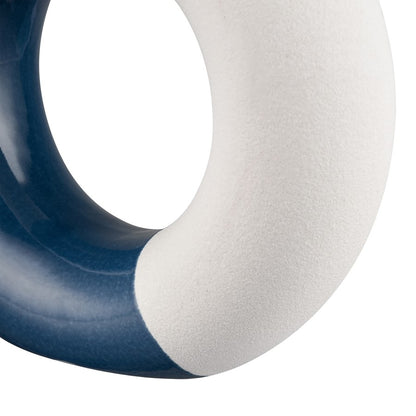Atlas Lighting Ciro Small Vase | White and Navy Earthenware | Living Room & Entryway Decor | 6 x 2 x 6.25 in | Model AC11179-01