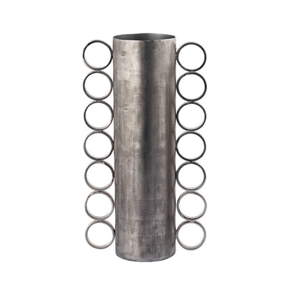 Atlas Lighting Cirq Large Vase | Antique Nickel Metal with Nickel Handles | Living Room & Entryway Decor | 8.5 x 4.25 x 15.25 in | Model AC11180-01