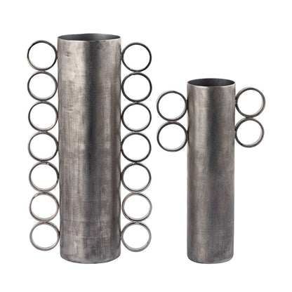 Atlas Lighting Cirq Small Vase | Antique Nickel Metal with Nickel Handles | Living Room & Entryway Decor | 7.5 x 3.25 x 12.5 in | Model AC11181-01