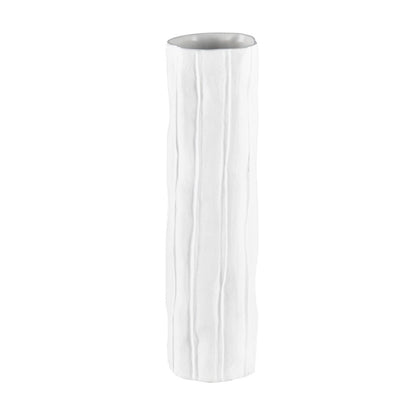 Atlas Lighting Clark Vase | Matte White Earthenware | Living Room & Entryway Decor | 3.25 x 3.25 x 11.75 in | Model AC11182-01