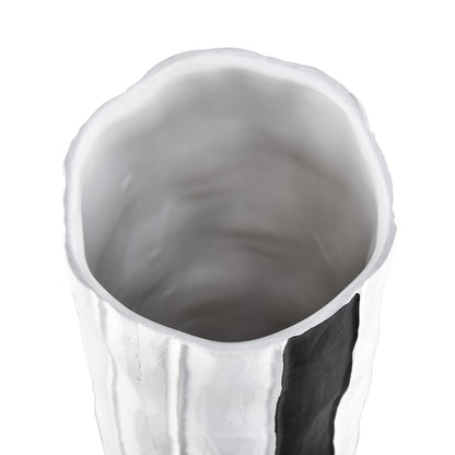 Atlas Lighting Clark 15in Striped White/Black Earthenware Vase | Modern Contemporary Decor | Living Room & Entryway Display | Model AC11182-03