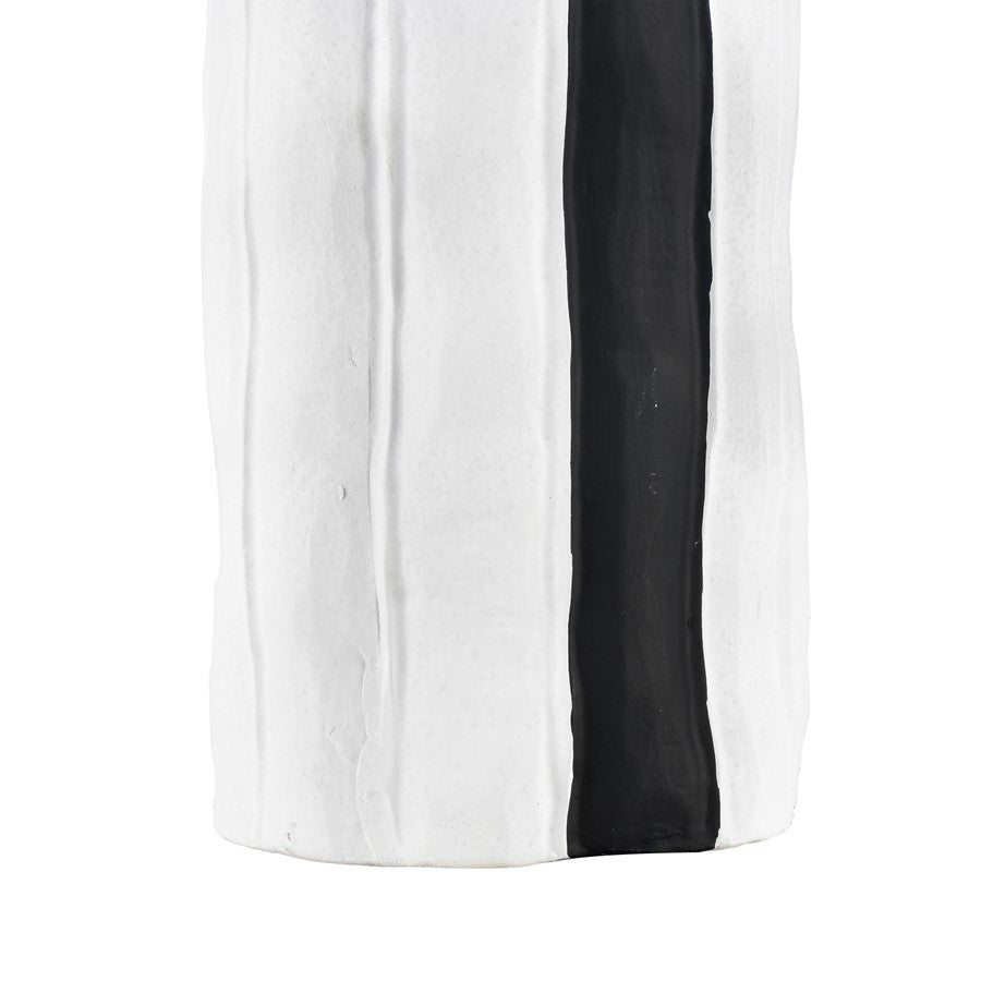 Atlas Lighting Clark 15in Striped White/Black Earthenware Vase | Modern Contemporary Decor | Living Room & Entryway Display | Model AC11182-03