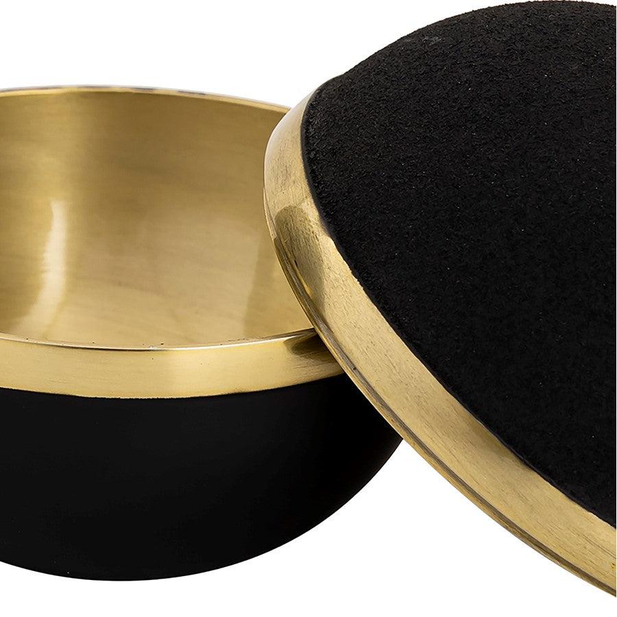 Atlas Lighting Clemmons Set of 2 Black & Brass Metal Decorative Boxes | Modern Contemporary Storage | Living Room & Office | Model AC11183-01S