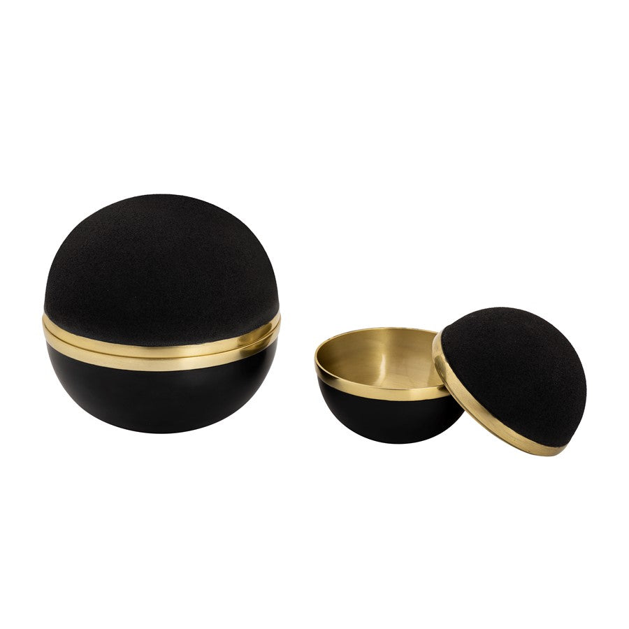 Atlas Lighting Clemmons Set of 2 Black & Brass Metal Decorative Boxes | Modern Contemporary Storage | Living Room & Office | Model AC11183-01S