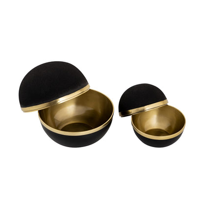 Atlas Lighting Clemmons Set of 2 Black & Brass Metal Decorative Boxes | Modern Contemporary Storage | Living Room & Office | Model AC11183-01S