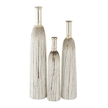 Atlas Lighting Coco Vase Set of 3 | Transitional Cream Glass with Champagne Gold | Floor & Shelf Decor | 7 x 7 x 35 in | Model AC11187-01S