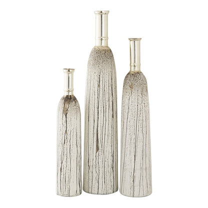 Atlas Lighting Coco Vase Set of 3 | Transitional Cream Glass with Champagne Gold | Floor & Shelf Decor | 7 x 7 x 35 in | Model AC11187-01S