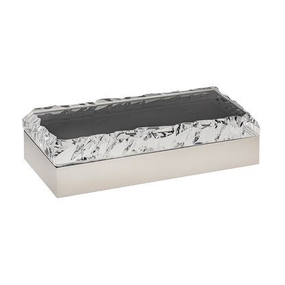 Atlas Lighting Cogar Box | Transitional Polished Nickel Metal & Clear Acrylic | Console & Shelf Storage | 14 x 7 x 3 in | Model AC11188-01